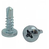 BCP Fasteners #8 x 1/2" Zinc-Plated Pan Head Sheet Metal Screws, 100 Pack | Self-Drilling TEK Screws, Fully Threaded, for Sheet Metal and General Fastening (BCP57)