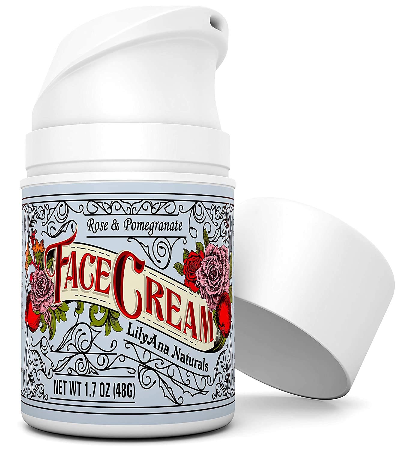 Face Cream Moisturizer for Women - Anti-Aging Wrinkle Cream for Face, Face Moisturizer For Dry Skin, Dark Spot Brightening, Rose and Pomegranate Extracts - 1.7oz: Beauty