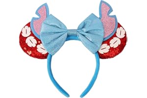UNSPAZ Mouse Ears Headbands, Sequin Mouse Ears for Women Girls, Shiny Bow Headband for Cosplay Party Decorations Hair Accessories