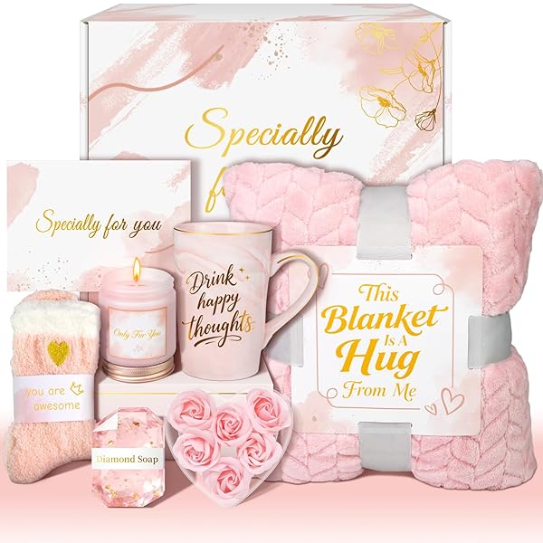 MIXVOVA BIRTHDAY AND GET WELL GIFTS FOR WOMEN – SELF CARE RELAXING SPA PACKAGE WITH LUXURY FLANNEL BLANKET, UNIQUE VALENTINES DAY MOTHER’S DAY GIFTS FOR MOM WIFE FRIENDS