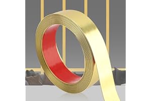 QDYMXUN Glossy Gold Peel and Stick PVC Molding Trim, Flexible DIY Wall Accent Strip for Mirror Frame, Cabinet, Edges & Borders and Tiles (197''L x 1.6''W)