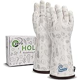 HOLDZERO Oven Gloves with Fingers Heat Resistant Waterproof Long Sleeve for Cooking Grilling Baking Barbecue in Kitchen for Men & Women White Medium