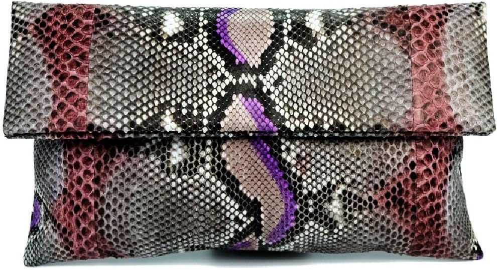 Genuine Python Leather Classic Foldover Clutch Bag
