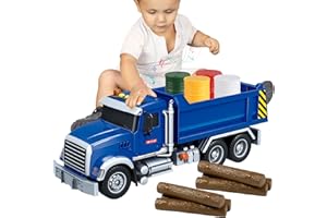 Friction Powered Dump Truck Toy for Kids with Lights & Sounds, Large Construction Vehicle for Boys Girls Ages 3 4 5 6 Years O