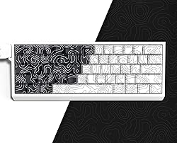 Double Shot PBT keycaps,Black and White,Topographic