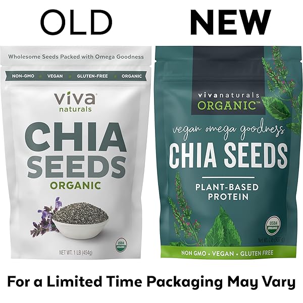 VIVA NATURALS ORGANIC CHIA SEEDS, 2 LB, 32 OZ – PLANT-BASED OMEGA-3 AND VEGAN PROTEIN, GLUTEN FREE & NON-GMO, PERFECT FOR SMOOTHIES, SALADS & CHIA PUDDING