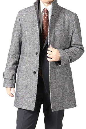 Amazon コート メンズ ウール混 軽い 暖かい スタンドカラー ウール