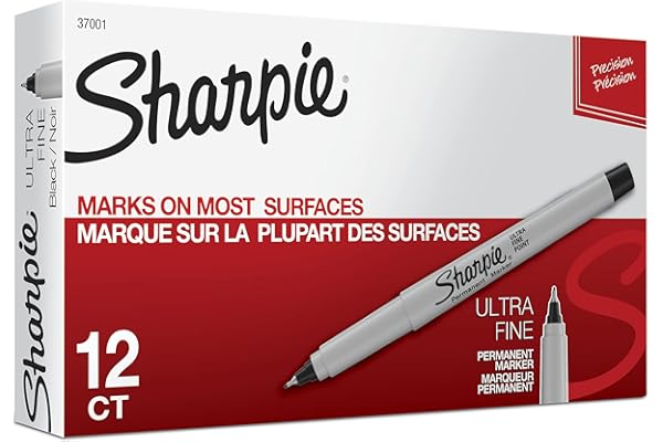 SHARPIE Permanent Markers, Ultra Fine Point, Black, 12 Count