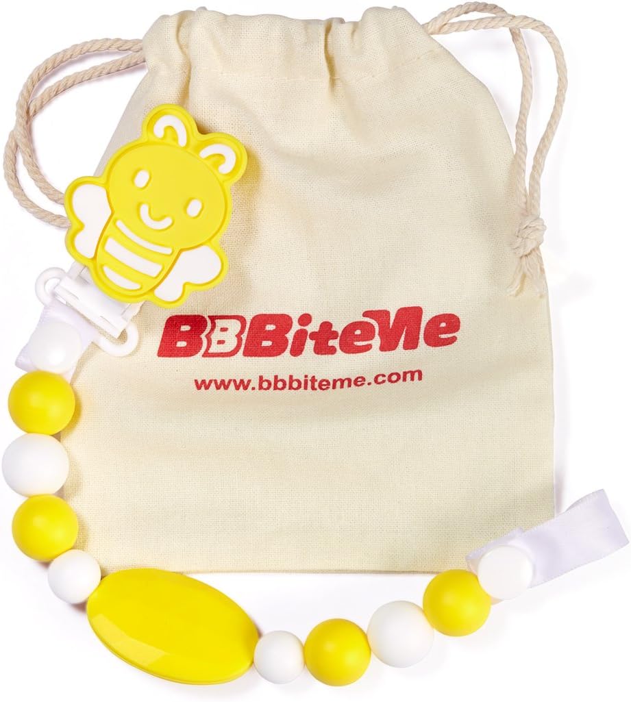 BBBiteMe Pacifier Clip BPA Free Silicone Teether Pacifier Holder-Teething Toy Chain for Boy & Girl
