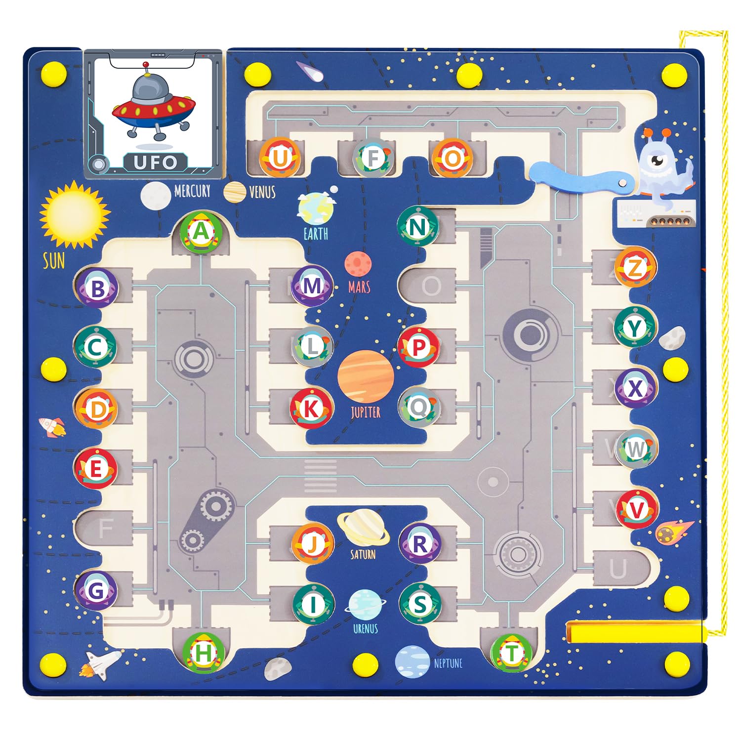 Photo 1 of deli Magnetic Alphabet Maze, Wooden Montessori Toys for Tolddlers, Learning Educational Fine Motor Skills Toys for Kids 3 4 5 Year Old Gifts