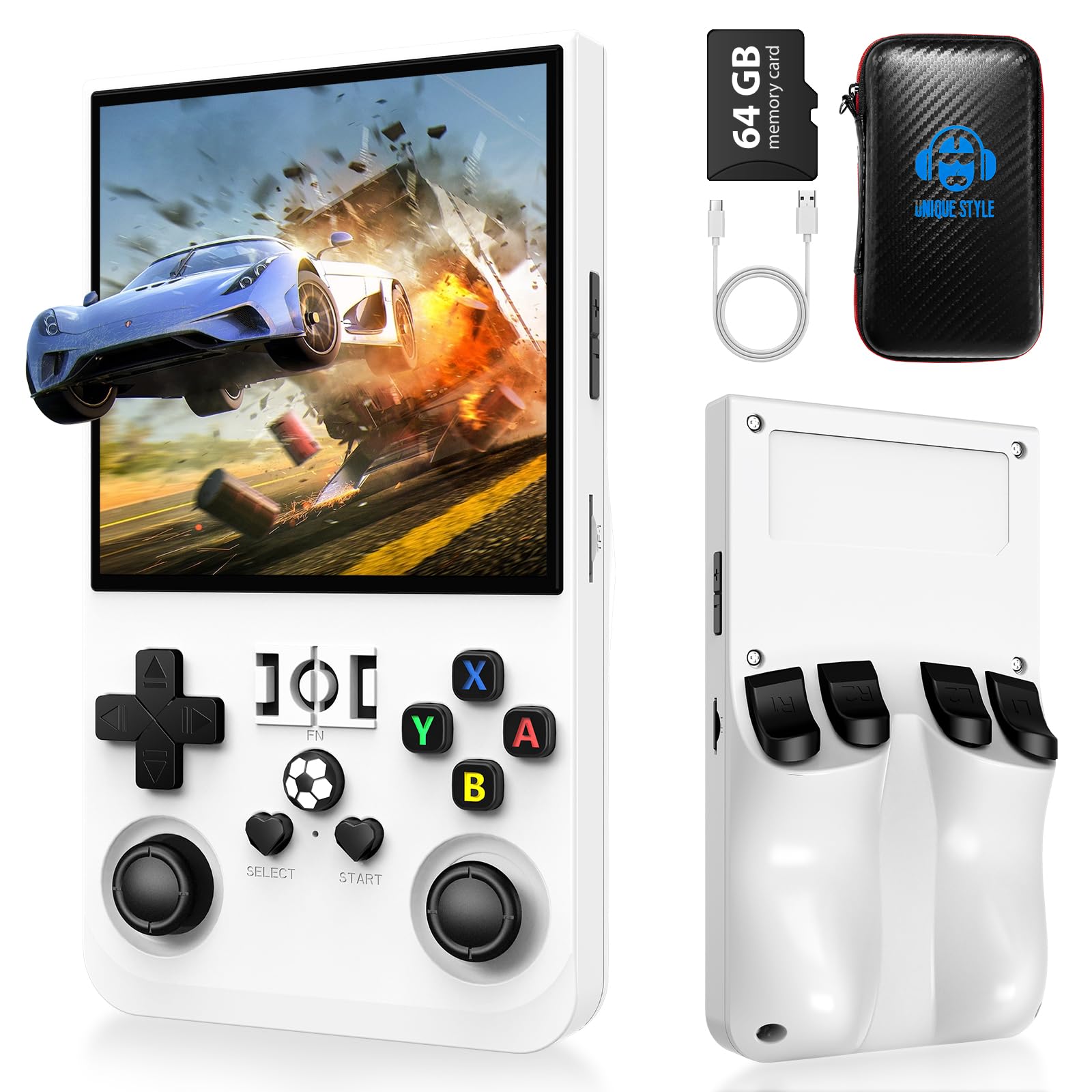 Photo 1 of R36 Max Retro Gaming Console, 64G TF Card, 4000mAh Rechargeable Portable Pocket Arcade, White