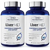 1MD LiverMD - Liver Support Supplement | Siliphos Milk Thistle Extract - Highly Bioavailable, for Liver Support | 60 Capsules (2-Pack)