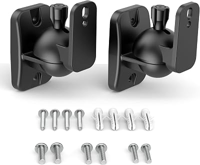 HomeMount Universal Speaker Wall Mount Brackets 2 Pack Black up to 8 lbs