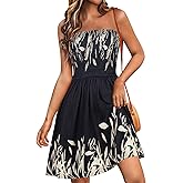 Summer Dress for Women Beach Boho Strapless Cover Ups Off Shoulder Floral Sundresses