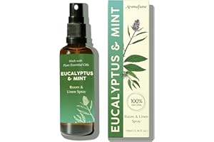 Eucalyptus & Mint Room, Linen & Pillow Spray by Aromafume | 100ml/3.38fl oz | with Pure Eucalyptus & Mint Essential Oil | Aromatherapy | Mist for Bedding, Fabrics