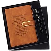 kullder Leather Notebook Gifts for Boys Personalized Journal for Son from Mom Custom Journal A5 Travel Diary Vintage Leather Sketchbook Birthday Christmas for Son Perfect Box Gift Set with Pen