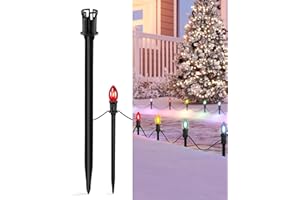 SURAIELEC 11.5" Tall Christmas Light Stakes, 100 PCS Universal Light Stakes for a Taller Display, Weatherproof Ground Stakes for C7 C9 Outdoor Pathway Lights, Holiday Yard Lawn Patio Decor, Black