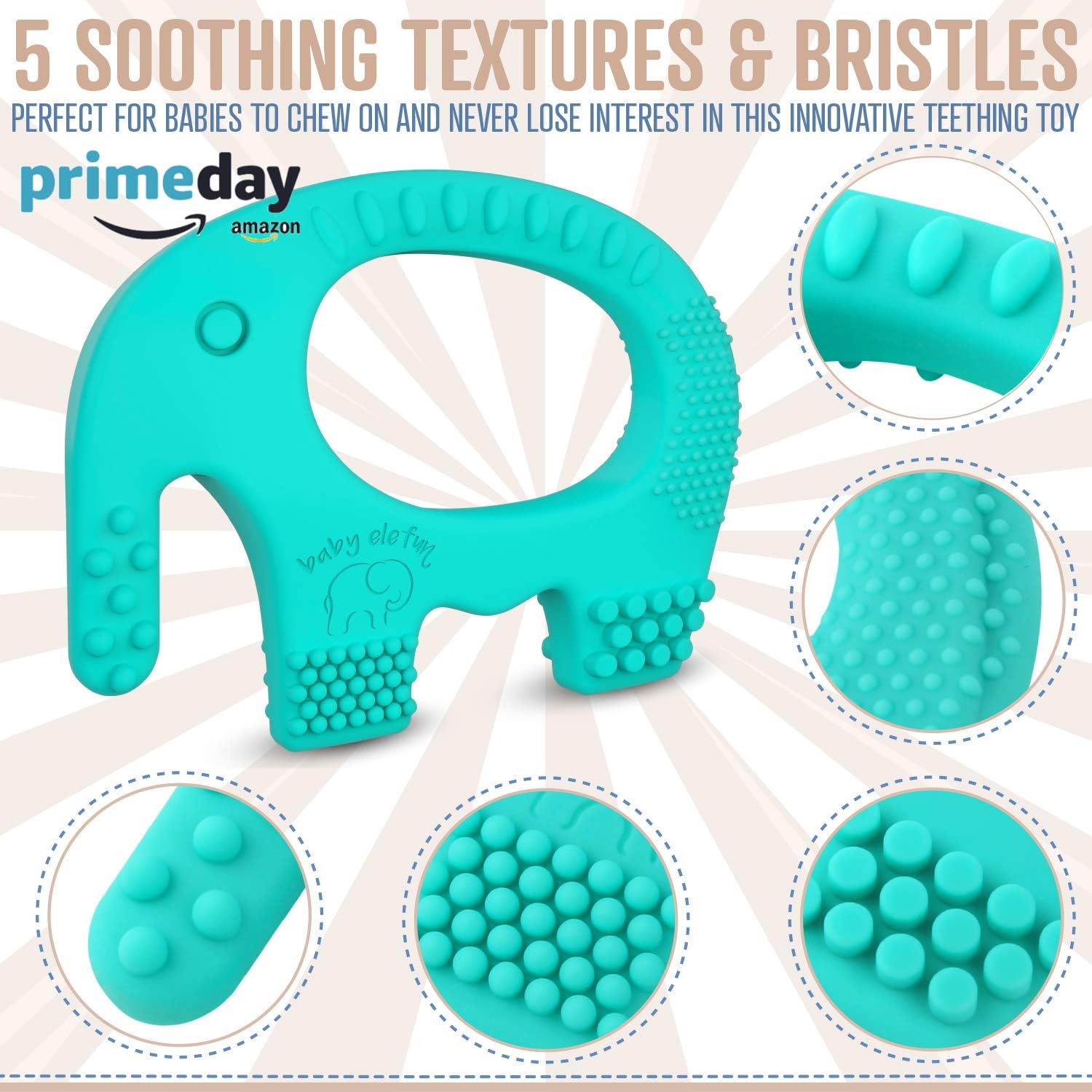 Baby Teething Toys - BPA Free Silicone Toy - Cute, Easy to Hold, Soft and Highly Effective Elephant Teether - Unique Teethers Best for 0-6 6-12 Months Boy or Girl Christmas Gifts Stocking Stuffers : Baby