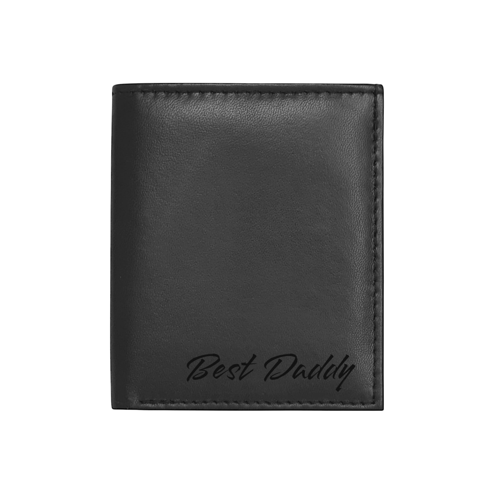 RAS WALLETS Personalised RFID Blocking Leather Wallet, Bifold Design, 8 Card Slots, Slim Profile, Engraved Name (Black)