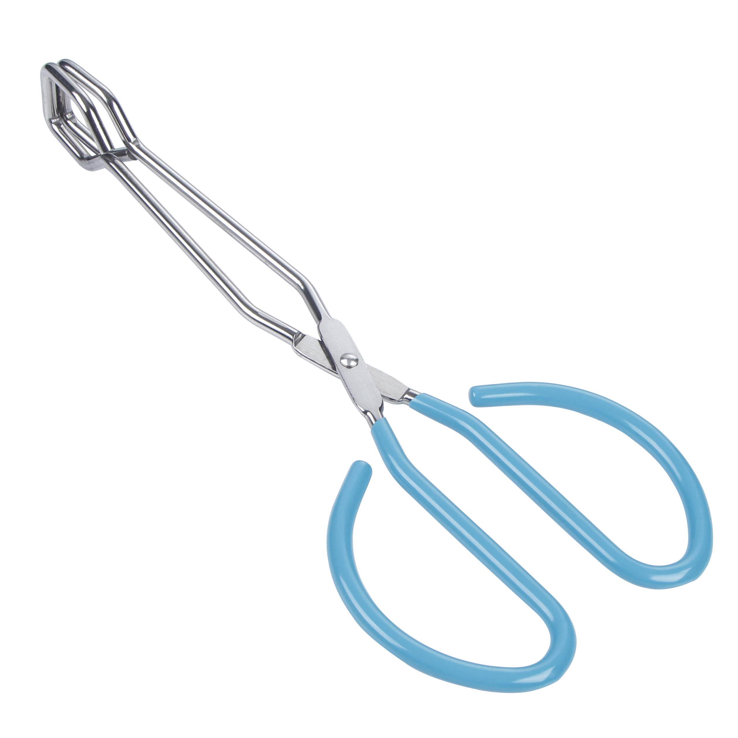 MSY BIGSUNNY Stainless Steel Scissor Tongs Heavy Duty Cooking Tongs with Soft Handles (1, Blue 10")