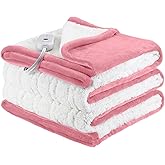 ESTINGO Electric Blanket Heated Blanket Twin Size, 62"x84" Electric Heated Blanket with 10 Hours Auto Off & 5 Heating Levels and Super Cozy Soft Sherpa for Couch & Bed, Machine Washable, Light Pink