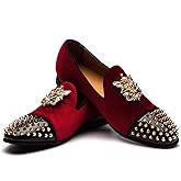 Men Genuine Leather Mens Metallic Textured Slip-on Glitter Loafers Shoes