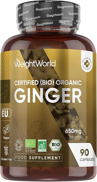 WeightWorld Organic Ginger Supplement 650mg Capsules 90 Vegan Gluten Free
