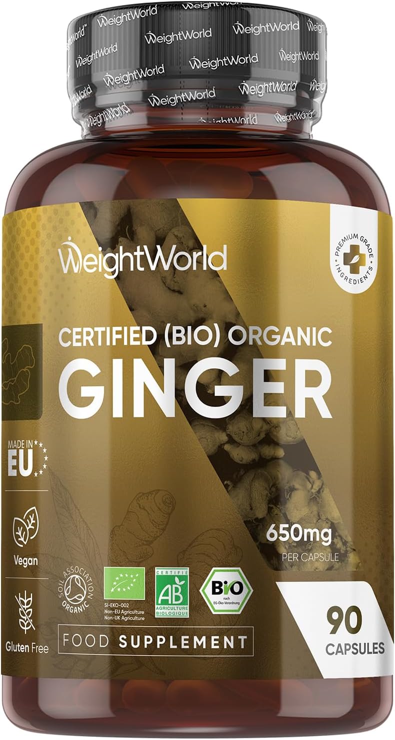 WeightWorld Organic Ginger Supplement 650mg Capsules 90 Vegan Gluten Free