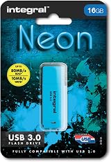 Integral Neon 16GB USB 3.0 Flash Drive Blue 110MB/s Fast Data Storage view 2