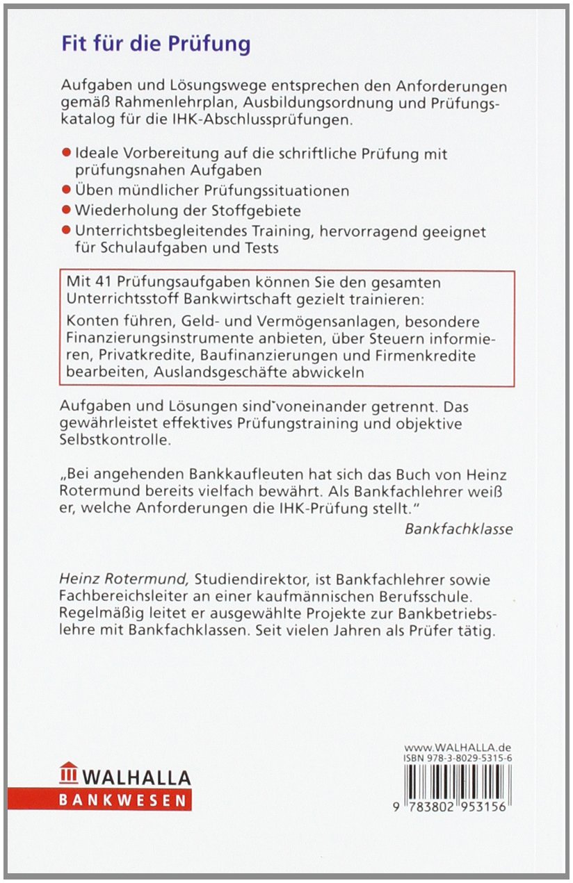 Prufungstraining Bankkauffrau Bankkaufmann Situationsaufgaben Und