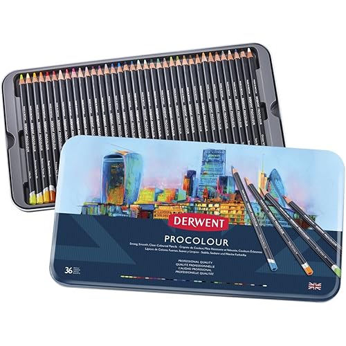 Derwent Colored Pencils, Procolour Pencils, Drawing, Art, Metal Tin, 36 Count (2302507)