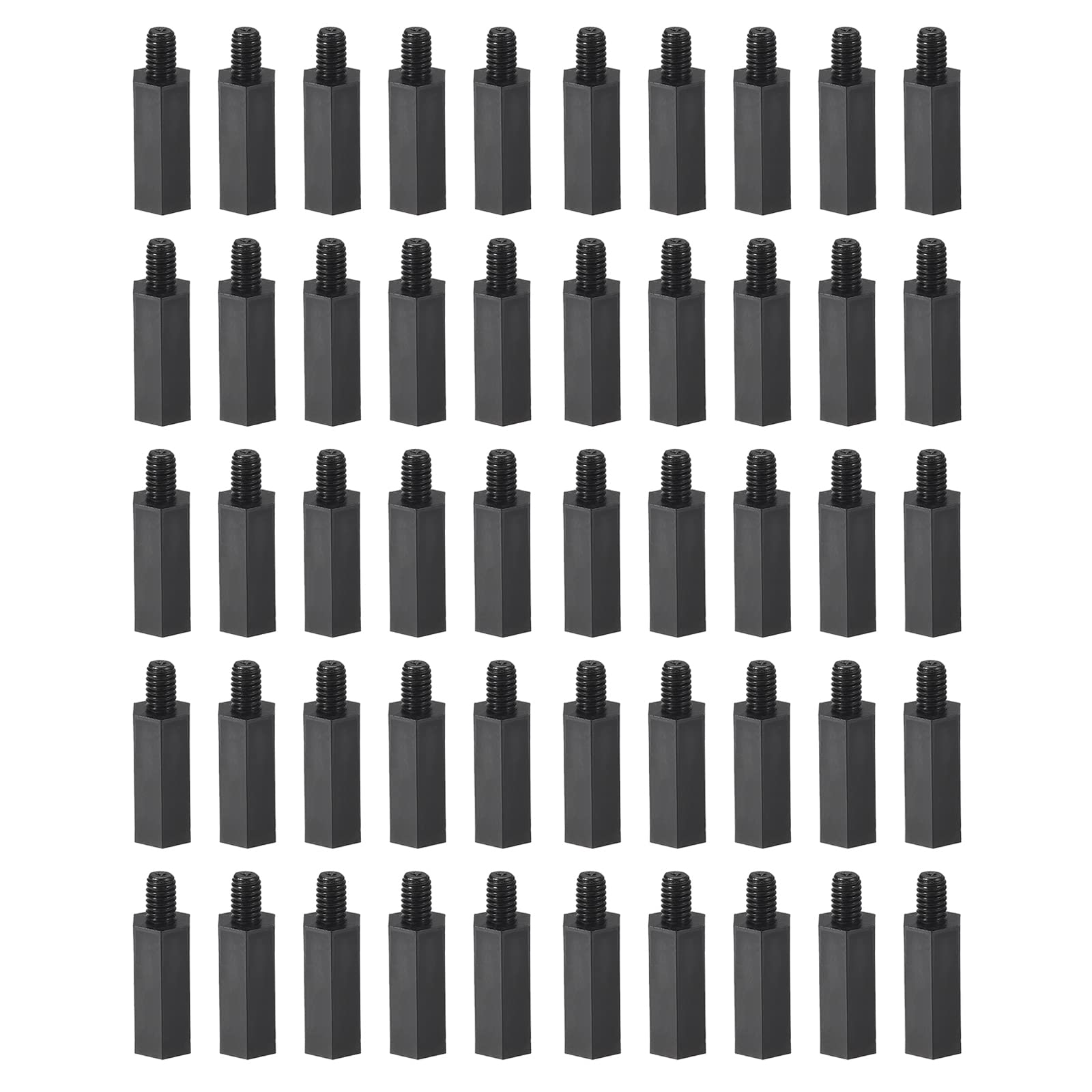YOKIVE 75 Pcs M4 Standoff Screws, Nylon Hex PCB Standoffs with High Insulation Effect, Keep Height Consistent, Great for Motherboard (Black, 25mm+6mm)