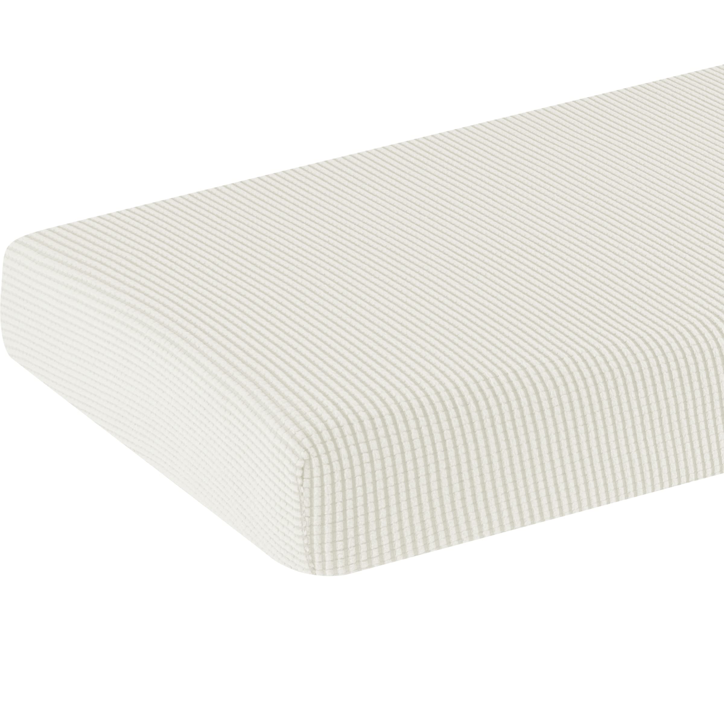 SU SUBRTEX Sofa Seat Cushion Covers Stretch Protective Polyester Fabric Slipcovers (2 Seater, White), CSC021