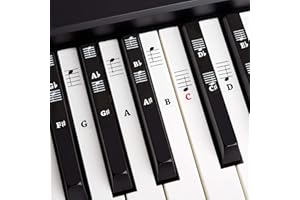BELFORT Piano + Keyboard Sheet Music Stickers for 49 | 61 | 76 | 88 Keys + Ebook | Piano Sticker Complete Set for Black + White Keys | C-D-E-F-G-A-B