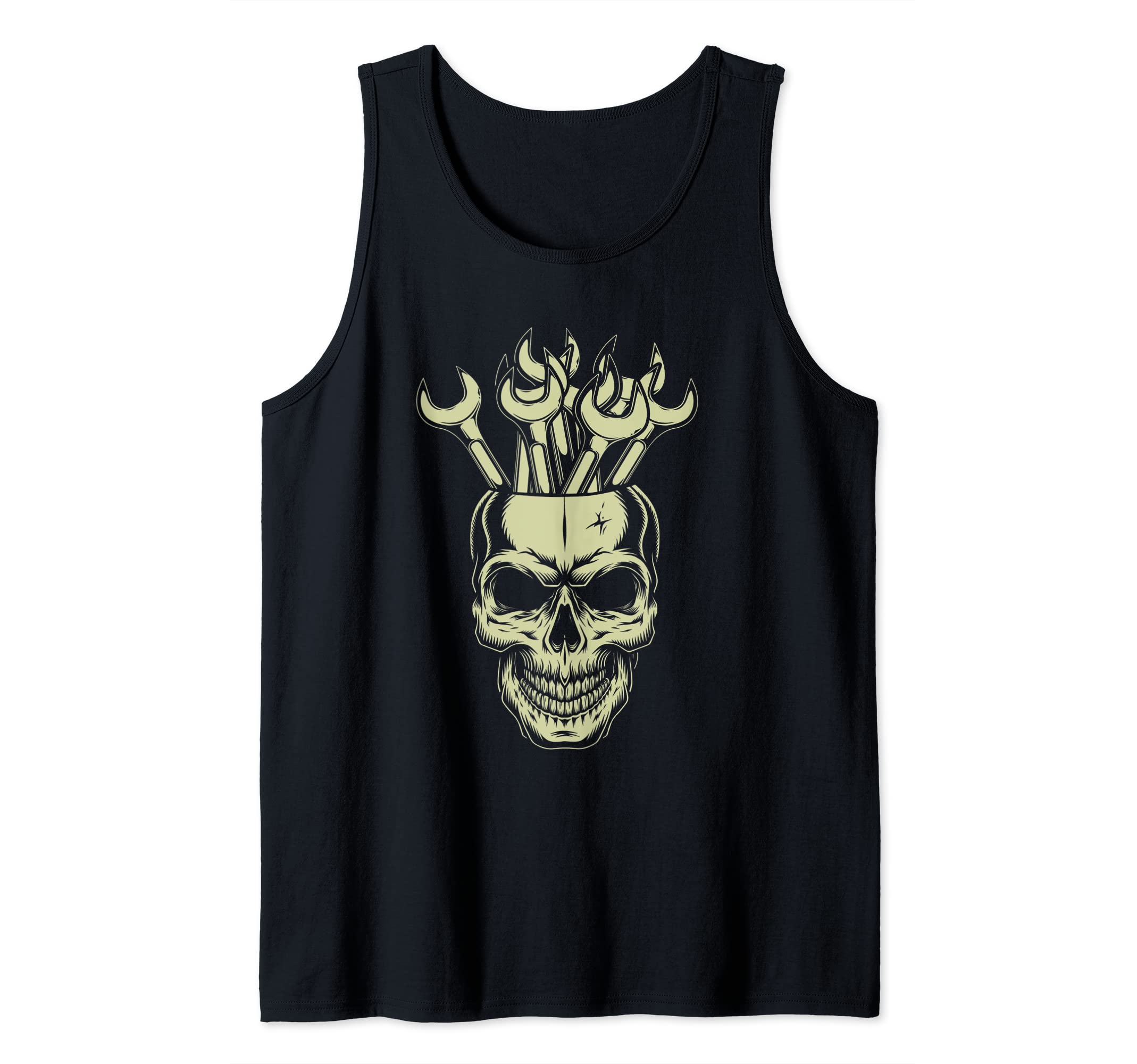Skull Wrench Mechanic Tools Garage Car Mechanic Auto Tank Top