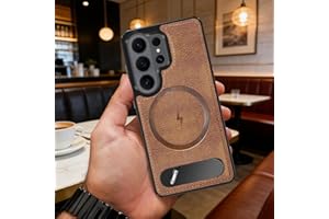 Magnetic for Samsung Galaxy S26 Ultra Case, Compatible with MagSafe, Slim Leather Built-in Screen Protector & Invisible Stand