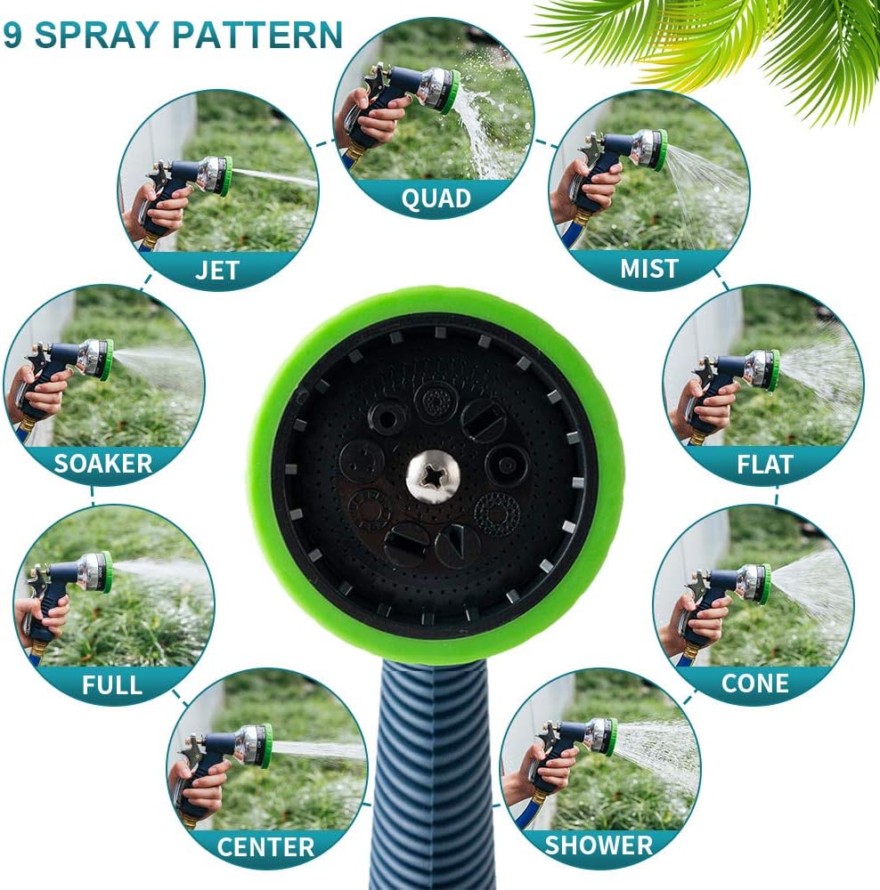 YUESUO Garden Hose Nozzle, Heavy Duty High Pressure Hose Spray Nozzle with 9 Adjustable Patterns Rear Trigger Design Water Hose Nozzle, Hose Nozzle for Washing Cars, Watering Garden, Showering Pets : Garden & Outdoor
