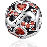 HappyStar 925 Sterling Silver Birthstone Charms fits Charms Bracelets for Woman,with 5A Cubic Zirconia Dangle Pendant Bead,Happy Birthday Charms for Bracelet and Necklace