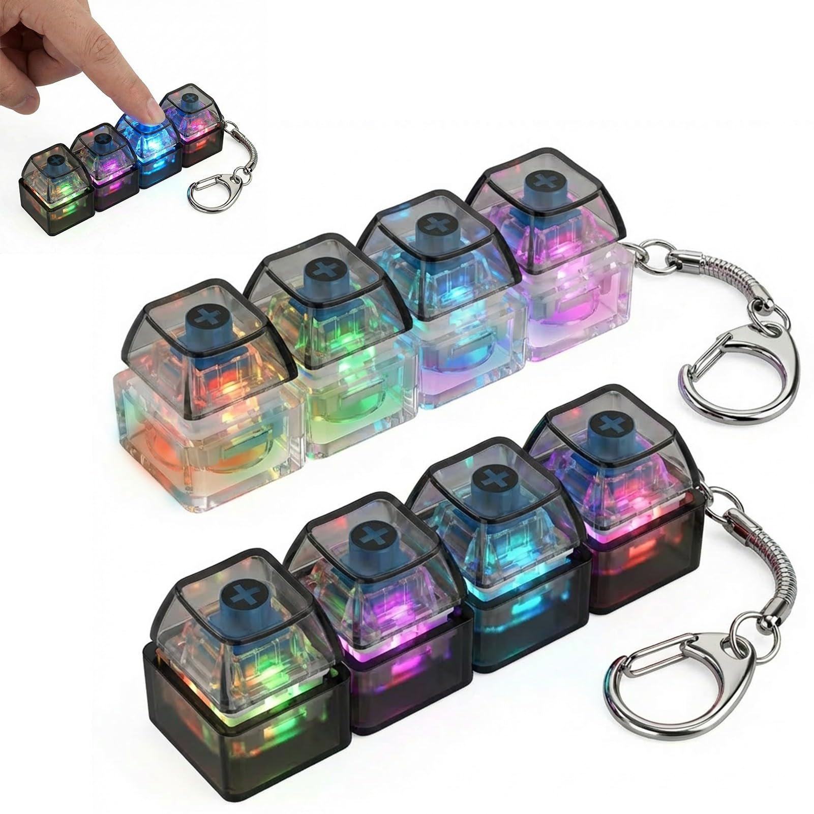 2 PCS Light Up Keyboard Fidget Toy, Funny Clicky Fidget Keyboard with Lamp Lamp, Portable Mini Keyboard Fidget Toys, Clicker Stress Relief for Women Men Adults Decompression Gift