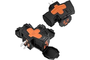 K KASONIC - Electrical Multi-Outlet, 3-Way Indoor Outdoor Adapter with Protective Cover, ETL Listed Heavy-Duty Grounded Power Tap, 2 Pack 1875W/15Amps Plug Splitter for Home, Office, Outdoor, Orange