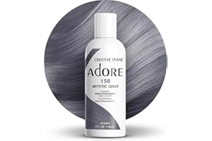 Adore Semi Permanent Hair Color - Vegan and Cruelty-Free Gray Hair Dye - 4 Fl Oz - 158 Mystic Gray (Pack of 1)