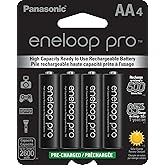 Panasonic BK-3HCCA4BA eneloop pro AA High-Capacity Ni-MH Pre-Charged Rechargeable Batteries, 4-Battery Pack