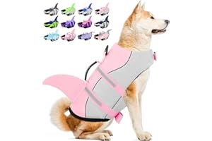 BESS BRIDAL Dog Life Jacket, Large Dog Life Vest for Swimming Boating, Shark Life Jackets for Small Medium Large Dogs, Reflective Dog Lifesaver Life Preserver Swimsuit with Rescue Handle and High Buoyancy