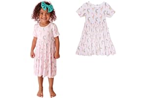 Posh Peanut Little Girls Dresses - Ruffled Toddler Twirl Dress & Summer Clothes for Girls Made with Viscose from Bamboo