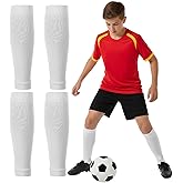 Ouligay 2 Pairs Kids Pre Cut Soccer Socks Sleeve for Boys, Soccer Leg Sleeves Socks for Football Shin Guard Sleeves for Age 7-14 Youth Boys Children Football Basketball Training