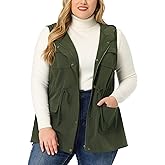 Agnes Orinda Plus Size Anorak Utility Vest for Women Drawstring Lightweight Sleeveless Cargo Hooded Jackets