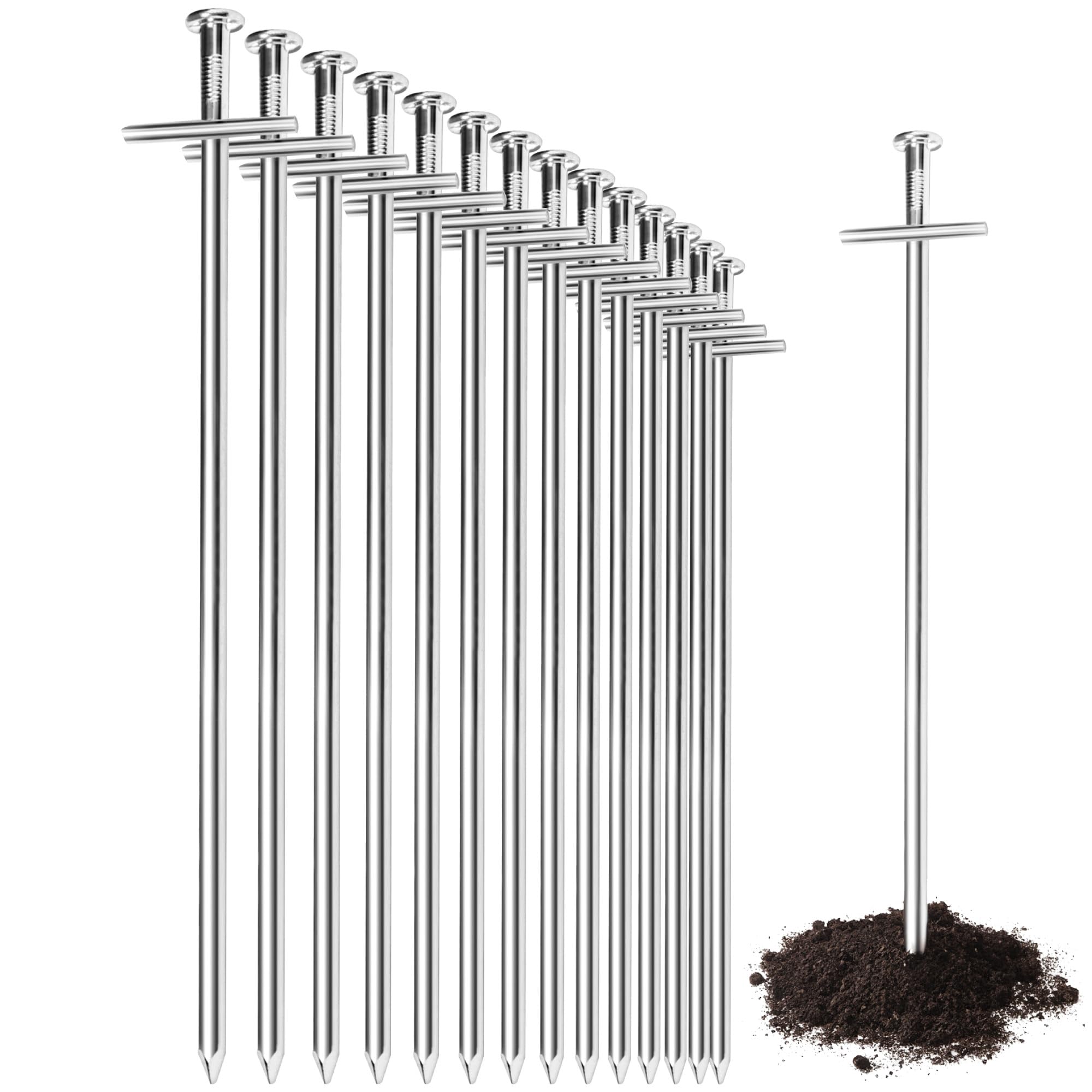 COM-FOUR® 15x tent pegs made of steel - long and robust ground pegs for camping and outdoors - ideal for normal and hard ground
