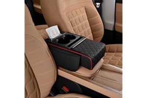 Multifunctional PU Leather Car Armrest Box Mat with Central Elbow, 2026 Upgrade Universal Car Armrest Cushion with 2 Side Sto