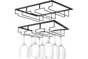 FIAMER Metal Wine Glass Holder - Under Cabinet Stemware Rack for Bar and Kitchen, Stainless Steel Storage Shelf for Wine Cups