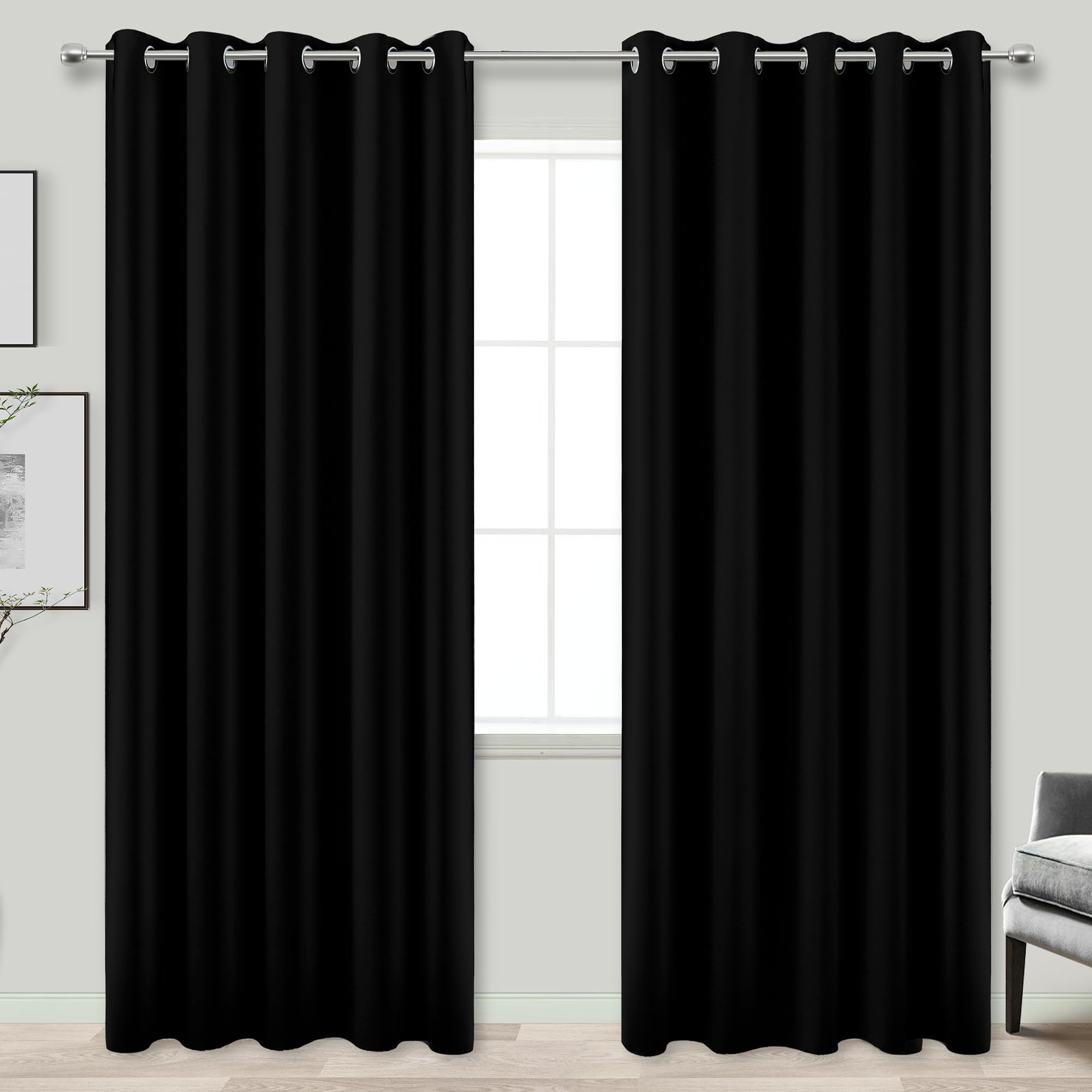 Photo 1 of ***DIRTY***Blackout Curtains 72 Inch Extra Wide for Bedroom Sliding Glass Patio Door,2 Panels Grommet Darkening Large Window Shade Dark Light Black Out Blinds for Living Room,6x7 6 x 7 FT Width by 84in Length***DIRTY***